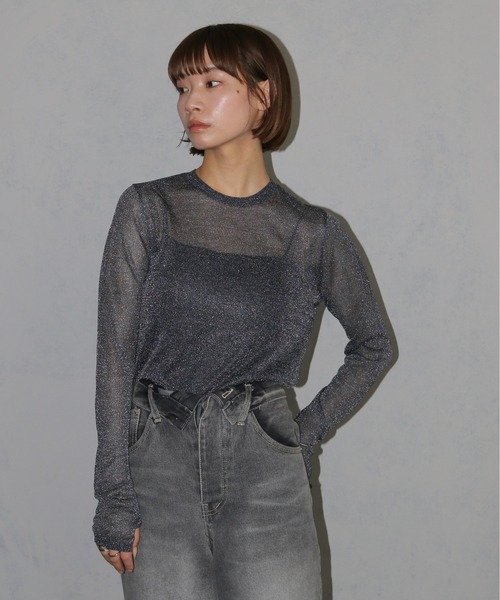 cheriella(シェリエラ)の「【cheriella】ベーシックラメシアーニット BASIC LAME SHEER KNIT(ニット/セーター・レディース・チャコール/グレー/杢グレー/ブラック・M)」の19枚目の写真