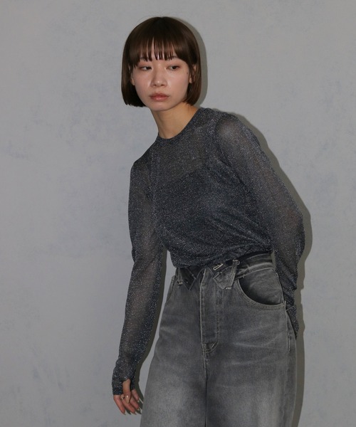 cheriella(シェリエラ)の「【cheriella】ベーシックラメシアーニット BASIC LAME SHEER KNIT(ニット/セーター・レディース・チャコール/グレー/杢グレー/ブラック・M)」の20枚目の写真