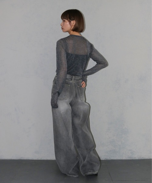cheriella(シェリエラ)の「【cheriella】ベーシックラメシアーニット BASIC LAME SHEER KNIT(ニット/セーター・レディース・チャコール/グレー/杢グレー/ブラック・M)」の5枚目の写真