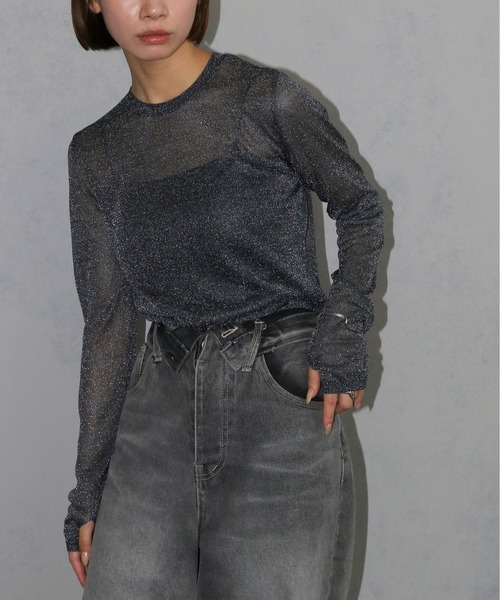 cheriella(シェリエラ)の「【cheriella】ベーシックラメシアーニット BASIC LAME SHEER KNIT(ニット/セーター・レディース・チャコール/グレー/杢グレー/ブラック・M)」の18枚目の写真