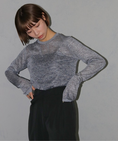 cheriella(シェリエラ)の「【cheriella】ベーシックラメシアーニット BASIC LAME SHEER KNIT(ニット/セーター・レディース・チャコール/グレー/杢グレー/ブラック・M)」の6枚目の写真