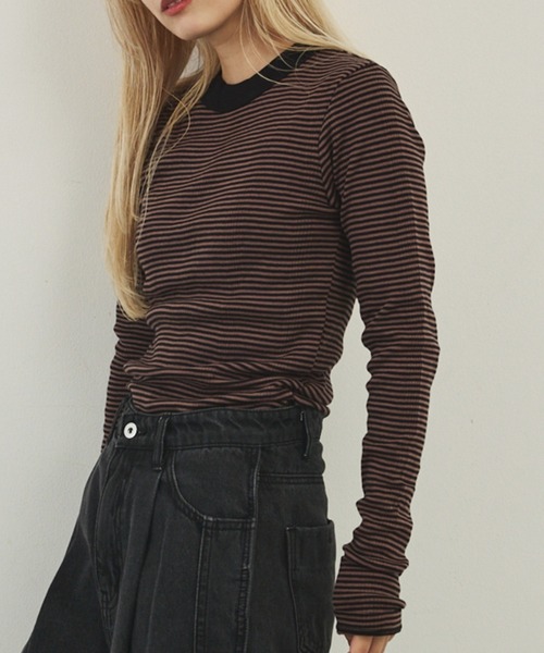 MILLER(ミラー)の「【Miller】パネルロングスリーブロンT(Tシャツ/カットソー・レディース・レッド/ブラウン/ブラック/グリーン・フリー)」の3枚目の写真