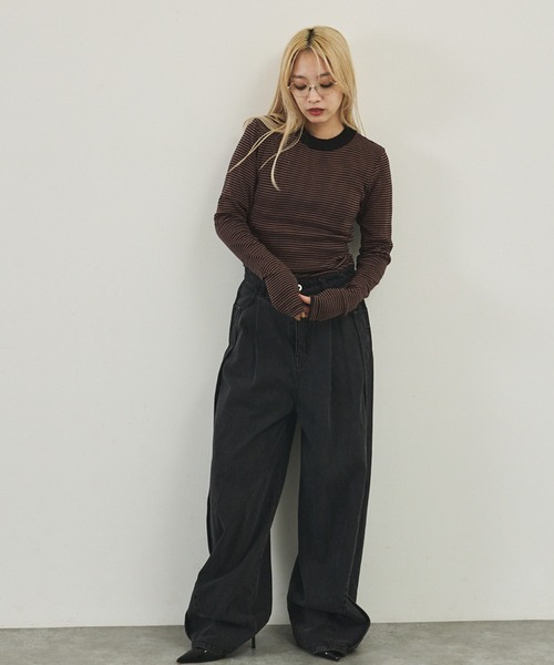 MILLER(ミラー)の「【Miller】パネルロングスリーブロンT(Tシャツ/カットソー・レディース・レッド/ブラウン/ブラック/グリーン・フリー)」の6枚目の写真
