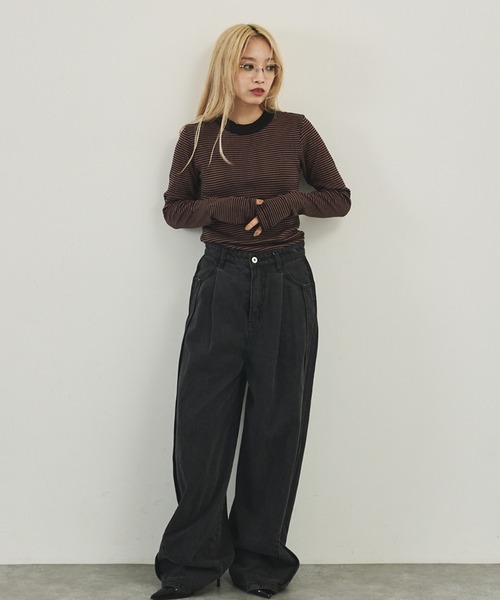 MILLER(ミラー)の「【Miller】パネルロングスリーブロンT(Tシャツ/カットソー・レディース・レッド/ブラウン/ブラック/グリーン・フリー)」の7枚目の写真