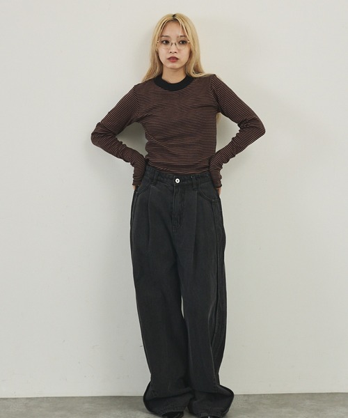 MILLER(ミラー)の「【Miller】パネルロングスリーブロンT(Tシャツ/カットソー・レディース・レッド/ブラウン/ブラック/グリーン・フリー)」の8枚目の写真