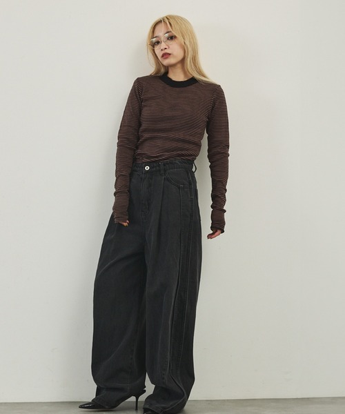 MILLER(ミラー)の「【Miller】パネルロングスリーブロンT(Tシャツ/カットソー・レディース・レッド/ブラウン/ブラック/グリーン・フリー)」の9枚目の写真