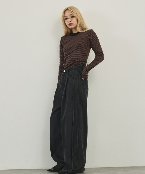 MILLER(ミラー)の「【Miller】パネルロングスリーブロンT(Tシャツ/カットソー・レディース・レッド/ブラウン/ブラック/グリーン・フリー)」の10枚目の写真