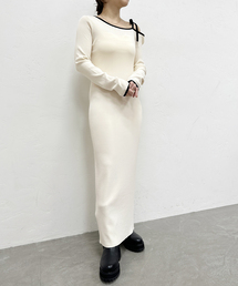 オフショルニットロングワンピース