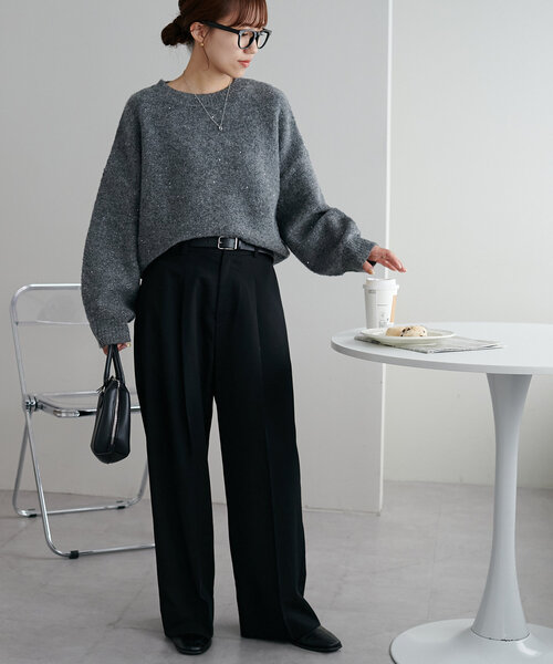 DISCOAT(ディスコート)の「【WEB限定】スパンコールショートプルオーバー(ニット/セーター・レディース・チャコールグレー/アイボリー/ピンク・MEDIUM)」の21枚目の写真