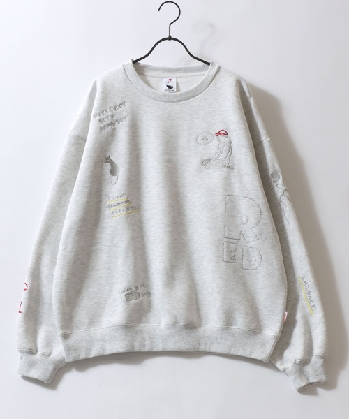 Red Cap Girl(レッドキャプガール)の「Red Cap Girl Sweat Shirt/レッドキャップガール オーバーサイズ 総柄プリント 裏起毛 トレーナー スウェット レディース メンズ(スウェット・メンズ・ダークグレー/アッシュ/ダークグリーン/ホワイト/ネイビー/ブラウン/グレー系その他/ブラック・M/L/LL)」の5枚目の写真