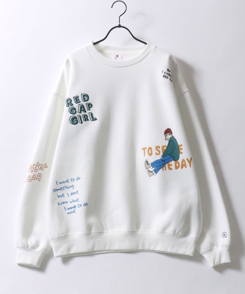 Red Cap Girl Sweat Shirt/レッドキャップガール オーバーサイズ 総柄プリント 裏起毛 トレーナー スウェット レディース メンズ（スウェット）｜Red Cap Girl（レッドキャプガール）
