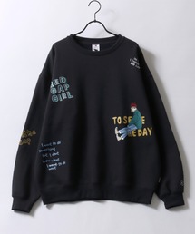 Red Cap Girl Sweat Shirt/レッドキャップガール オーバーサイズ 総柄プリント 裏起毛 トレーナー スウェット レディース メンズ