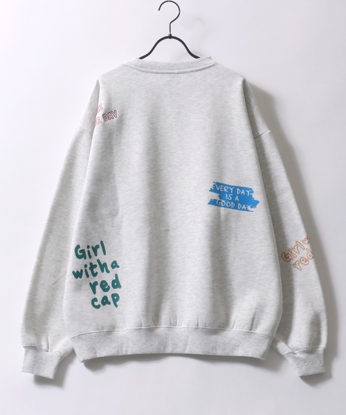 Red Cap Girl(レッドキャプガール)の「Red Cap Girl Sweat Shirt/レッドキャップガール オーバーサイズ 総柄プリント 裏起毛 トレーナー スウェット レディース メンズ(スウェット・メンズ・ダークグレー/アッシュ/ダークグリーン/ホワイト/ネイビー/ブラウン/グレー系その他/ブラック・M/L/LL)」の9枚目の写真
