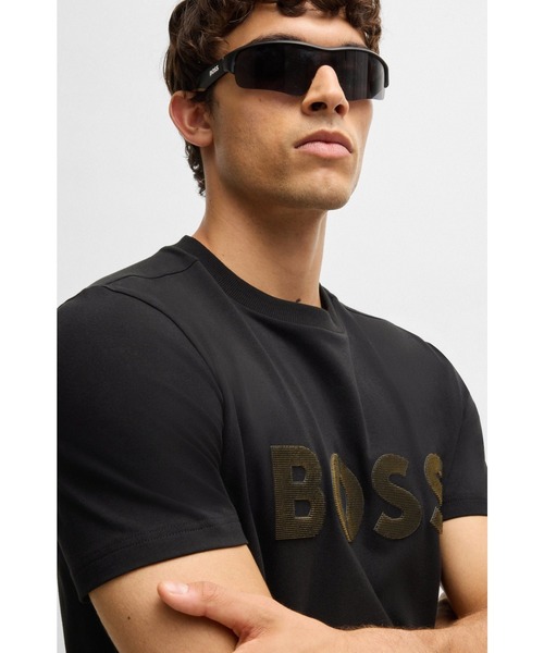BOSS GREEN ストレッチ コットン Tシャツ ラージ ロゴ セール】ラージロゴ ストレッチコットン Tシャツ（Tシャツ
