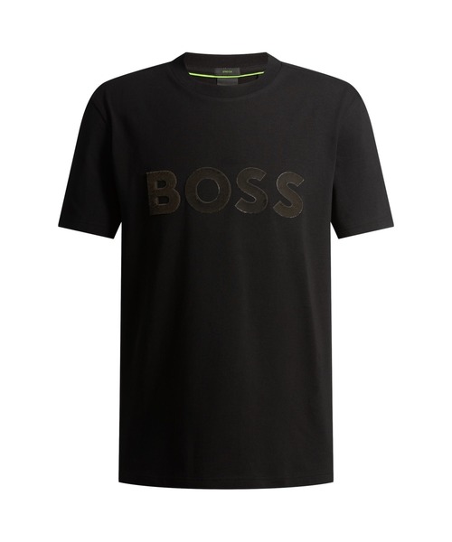 【関税込み】BOSS ブラック Stretch-Cotton ラージロゴ Tシャツ セール】ラージロゴ ストレッチコットン Tシャツ(Tシャツ