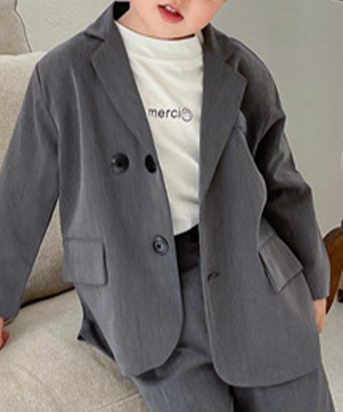 キッズスーツ 長袖ジャケット+ゆったりハーフパンツ 上下2点セット