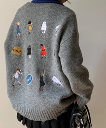 deux amour（ドゥーザムール）の「アニメ刺しゅうざっくりニットダメージニットプルオーバー（Tシャツ/カットソー）」