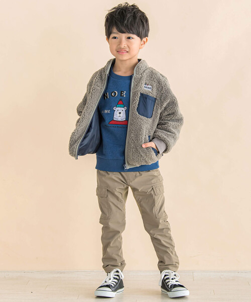 Noeil aime BeBe（ノイユエイムベベ）の「ストレッチナイロンカーゴパンツ(80~130cm)（カーゴパンツ・キッズ・ベージュ/グリーン・80ｃｍ/90cm/110cm/100cm/120cm/130cm）」の4枚目の写真