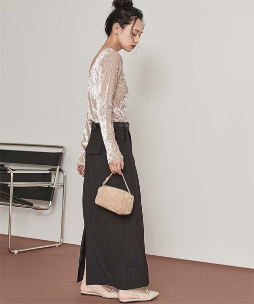 miette(ミエット)の「前後2wayUネックベロアトップス(Tシャツ/カットソー・レディース・シルバー/ブラック/ブラウン/ライトベージュ・FREE)」の14枚目の写真