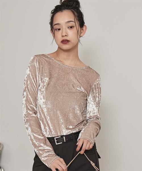 miette(ミエット)の「前後2wayUネックベロアトップス(Tシャツ/カットソー・レディース・シルバー/ブラック/ブラウン/ライトベージュ・FREE)」の15枚目の写真