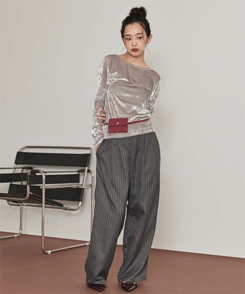 miette(ミエット)の「前後2wayUネックベロアトップス(Tシャツ/カットソー・レディース・シルバー/ブラック/ブラウン/ライトベージュ・FREE)」の16枚目の写真