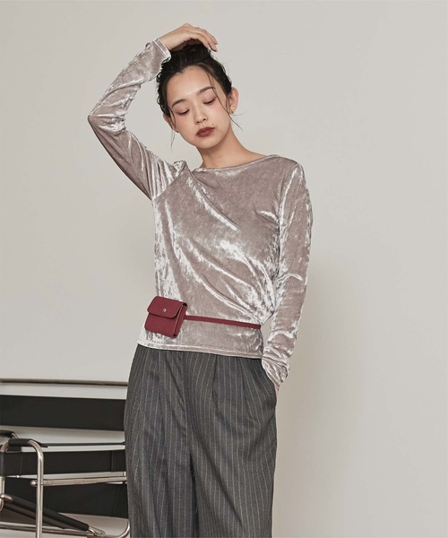 miette(ミエット)の「前後2wayUネックベロアトップス(Tシャツ/カットソー・レディース・シルバー/ブラック/ブラウン/ライトベージュ・FREE)」の18枚目の写真