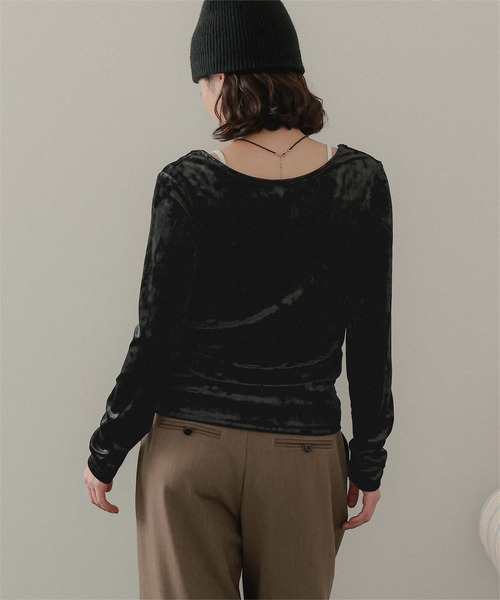 miette（ミエット）の「前後2wayUネックベロアトップス（Tシャツ/カットソー・レディース・シルバー/ブラック/ブラウン/ライトベージュ・FREE）」の22枚目の写真