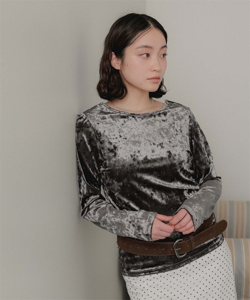 miette（ミエット）の「前後2wayUネックベロアトップス（Tシャツ/カットソー・レディース・シルバー/ブラック/ブラウン/ライトベージュ・FREE）」の10枚目の写真