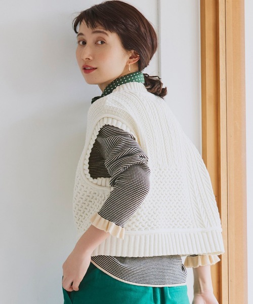 セール】【一部店舗先行発売】5ゲージ着丈選べるケーブルベスト