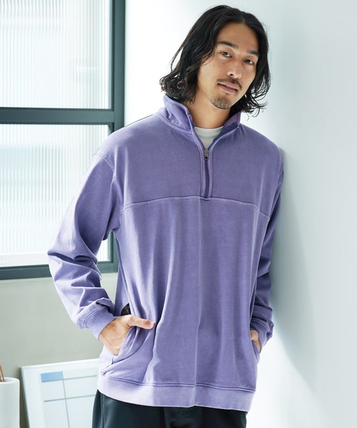 jiggys shop（ジギーズショップ）の「ピグメント加工フェードスタンドZIPスウェットトレーナー（スウェット・メンズ・チャコールグレー/ブルー/パープル・MEDIUM/LARGE/X-LARGE）」の3枚目の写真