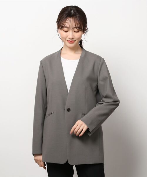 新品 green label relaxing ノーカラージャケットスーツ XS