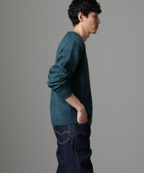 NANO universe(ナノユニバース)の「モヘヤブレンド起毛Vネックニット(ニット/セーター・メンズ・オフホワイト/ダークグリーン・M/L)」の9枚目の写真