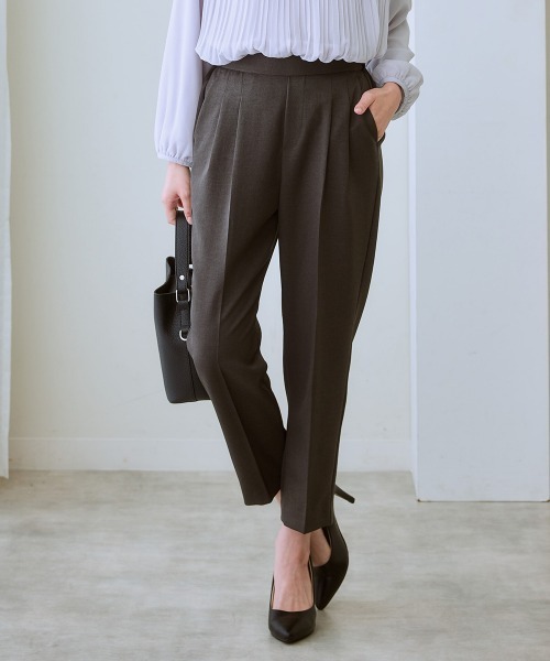 7days Life Styling（セブンデイズライフスタイリング）の「【裏微起毛】ウール調テーパードパンツ（スラックス・レディース・グレー/ブラック系/ブラウン系/ブラック・S/M/L/LL/3L）」の3枚目の写真