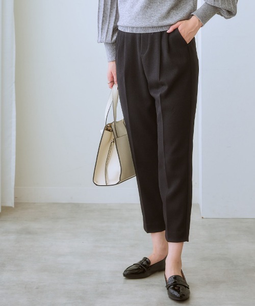 7days Life Styling（セブンデイズライフスタイリング）の「【裏微起毛】ウール調テーパードパンツ（スラックス・レディース・グレー/ブラック系/ブラウン系/ブラック・S/M/L/LL/3L）」の2枚目の写真