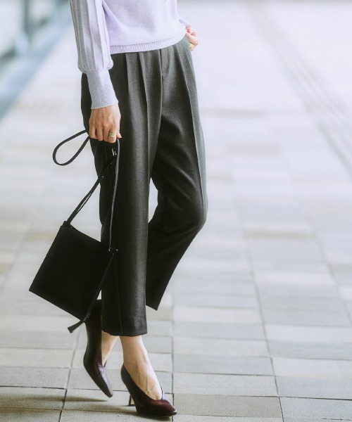 7days Life Styling（セブンデイズライフスタイリング）の「【裏微起毛】ウール調テーパードパンツ（スラックス・レディース・グレー/ブラック系/ブラウン系/ブラック・S/M/L/LL/3L）」の13枚目の写真