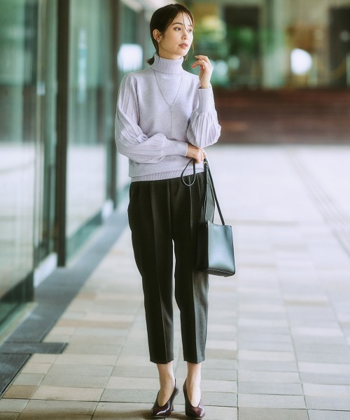 7days Life Styling（セブンデイズライフスタイリング）の「【裏微起毛】ウール調テーパードパンツ（スラックス・レディース・グレー/ブラック系/ブラウン系/ブラック・S/M/L/LL/3L）」の14枚目の写真