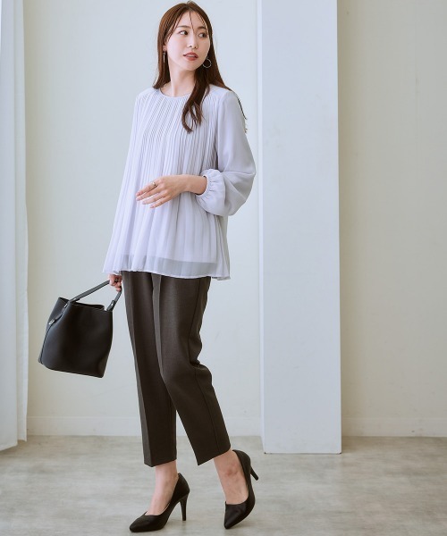 7days Life Styling（セブンデイズライフスタイリング）の「【裏微起毛】ウール調テーパードパンツ（スラックス・レディース・グレー/ブラック系/ブラウン系/ブラック・S/M/L/LL/3L）」の9枚目の写真