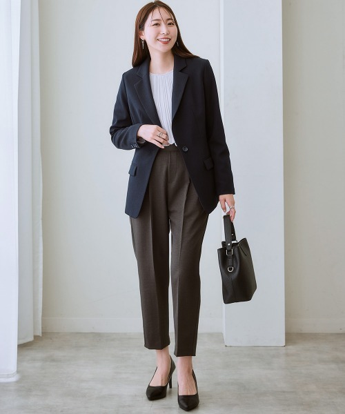 7days Life Styling（セブンデイズライフスタイリング）の「【裏微起毛】ウール調テーパードパンツ（スラックス・レディース・グレー/ブラック系/ブラウン系/ブラック・S/M/L/LL/3L）」の16枚目の写真