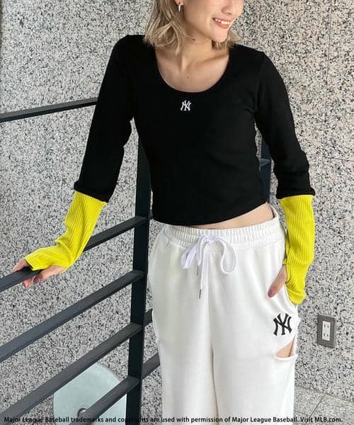 BACK TO THE FIELD（バック トゥー ザ フィールド）の「【MLB】カラーブロックショートトップス（Tシャツ/カットソー・レディース・オフホワイト/グレー/ブラック・FREE）」の12枚目の写真