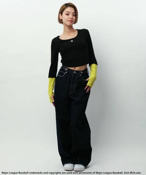 BACK TO THE FIELD（バック トゥー ザ フィールド）の「【MLB】カラーブロックショートトップス（Tシャツ/カットソー・レディース・オフホワイト/グレー/ブラック・FREE）」の13枚目の写真