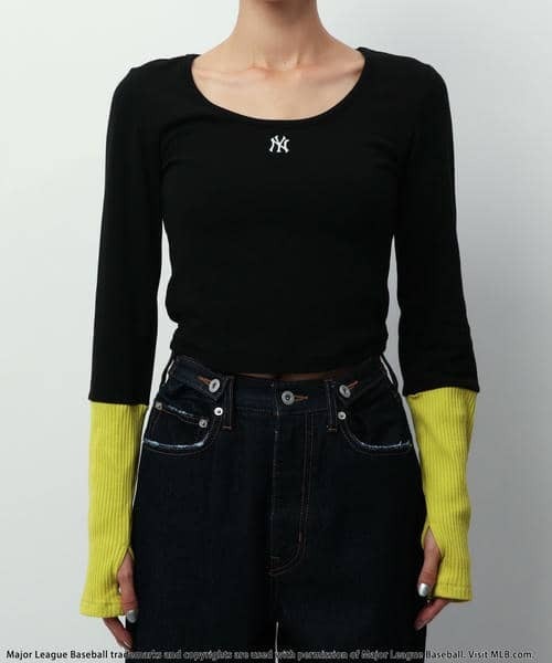 BACK TO THE FIELD（バック トゥー ザ フィールド）の「【MLB】カラーブロックショートトップス（Tシャツ/カットソー・レディース・オフホワイト/グレー/ブラック・FREE）」の15枚目の写真