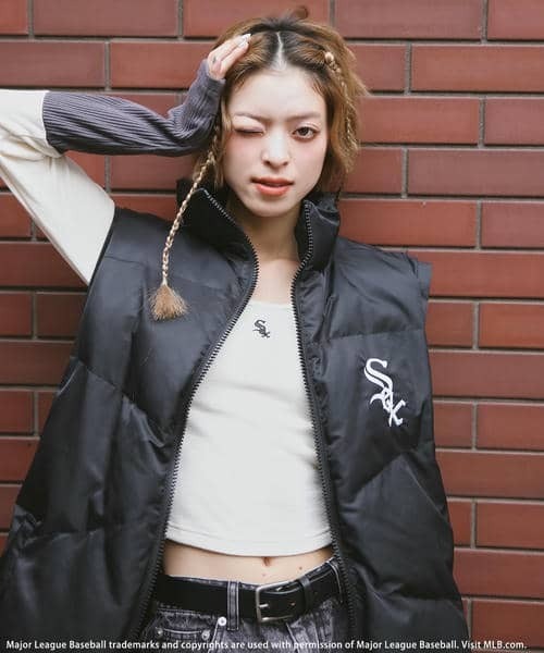 BACK TO THE FIELD（バック トゥー ザ フィールド）の「【MLB】カラーブロックショートトップス（Tシャツ/カットソー・レディース・オフホワイト/グレー/ブラック・FREE）」の9枚目の写真