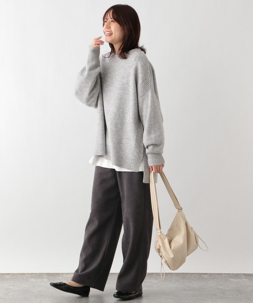 GLOBAL WORK Smile Seed Store（グローバルワーク スマイルシードストア）の「ふわもちチュニックプルオーバー/116046（ニット/セーター・レディース・ベージュ/ブルー/ホワイト×ブラック/杢グレー/チャコール・SMALL/MEDIUM/LARGE/X-LARGE）」の17枚目の写真