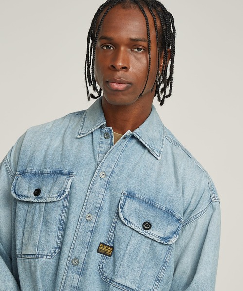 Theory 25SS オーバーサイズ シャツ Boxy Tee C セール】PLEATED 2-POCKET BOXY SHIRT/2ポケットボックスオーバー