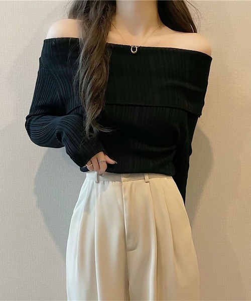 blackdia ocean(ブラックダイヤオーシャン)の「blackdia ocean オフショルダーリブトップス(Tシャツ/カットソー・レディース・ホワイト/ベージュ/ブラック・FREE)」の11枚目の写真
