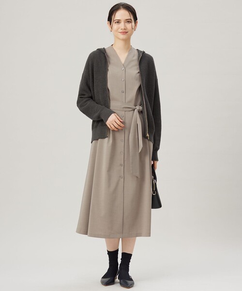 自由区（ジユウク）の「ドライタッチファンクショナル ワンピース（シャツワンピース・レディース・カーキ系/ネイビー系・38/40）」の7枚目の写真