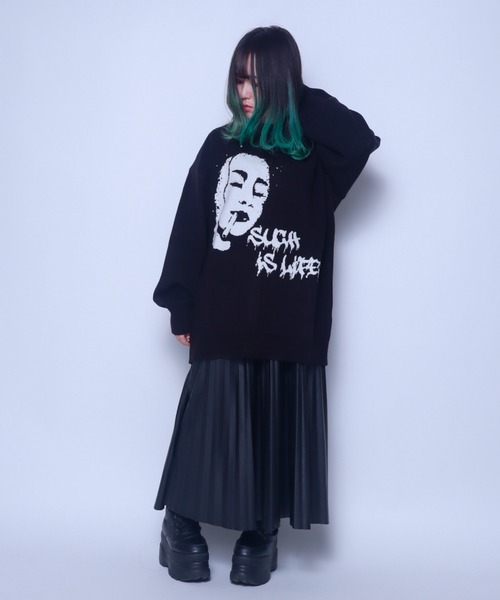 Bling Leads(ブリングリーズ)の「Z)【BLINGLEADS】724811~12 フェイスJQDクルーネック ニットセーター(ニット/セーター・メンズ・グレー系その他/ブラック系その他2/ブラック系その他/グレー系その他2・MEDIUM/LARGE)」の9枚目の写真
