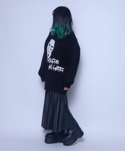 Bling Leads(ブリングリーズ)の「Z)【BLINGLEADS】724811~12 フェイスJQDクルーネック ニットセーター(ニット/セーター・メンズ・グレー系その他/ブラック系その他2/ブラック系その他/グレー系その他2・MEDIUM/LARGE)」の8枚目の写真