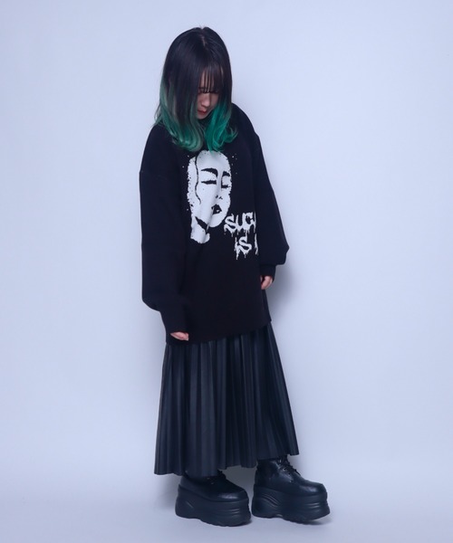 Bling Leads(ブリングリーズ)の「Z)【BLINGLEADS】724811~12 フェイスJQDクルーネック ニットセーター(ニット/セーター・メンズ・グレー系その他/ブラック系その他2/ブラック系その他/グレー系その他2・MEDIUM/LARGE)」の7枚目の写真