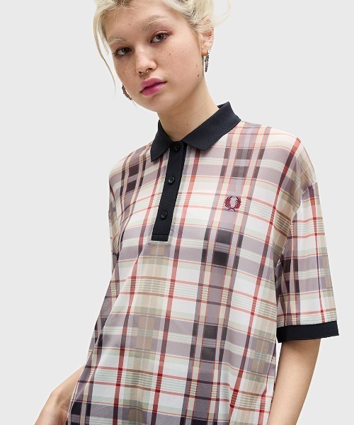 フレッドペリー　ＦＲＥＤ　ＰＥＲＲＹ　チェック　 ポロシャツ セール】Check Print Mesh Polo Shirt／チェックプリント